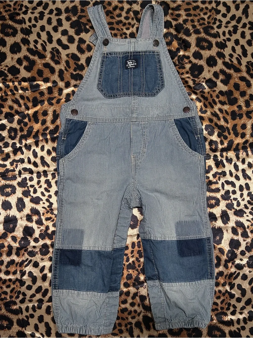 Oshkosh B’Gosh Vestbak Striped Denim Color Blocked Overalls